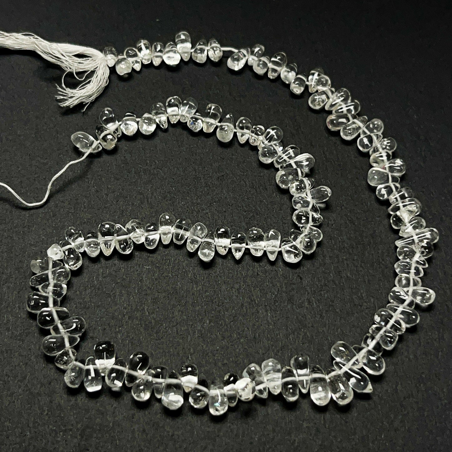 4–5mm x 8–12mm Plain Rock Crystal Drops 14 inch ~115 pcs/strand
