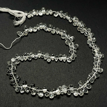 4–5mm x 8–12mm Plain Rock Crystal Drops 14 inch ~115 pcs/strand