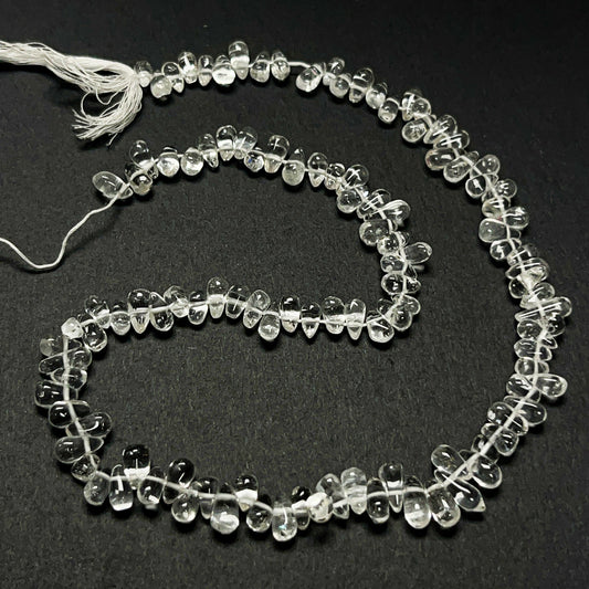 4–5mm x 8–12mm Plain Rock Crystal Drops 14 inch ~115 pcs/strand