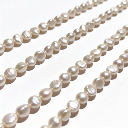 4mm Freshwater Smooth Potato Pearls 15.5 - 16 inch 97-100 pcs/strand