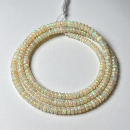 2–5.5mm Natural White Ethiopian Opal Beads 17 inch
